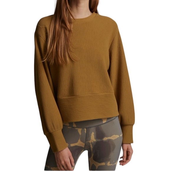Varley Sweaters - Varley Maybrook Pullover Ribbed Cropped Crewneck Bronze Women’s Size Small